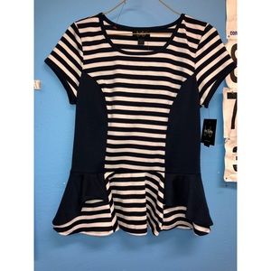 NWT | Navy and White striped Peplum top